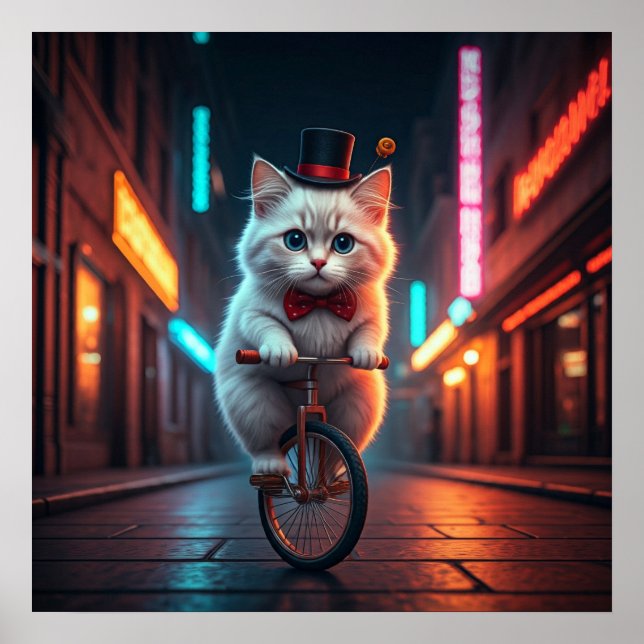 Neon Nights, Feline Flights Poster (Front)