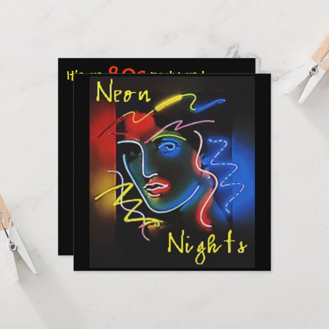 Neon Nights Invitation (Front/Back In Situ)