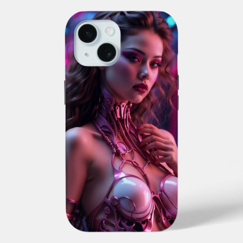 Neon Noir The Cybernetic Enchantress iPhone 15 Case