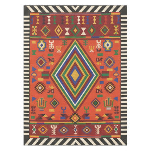 Neon Nomad Soul -Vibrant Tribal Geometric Tapestry Tablecloth