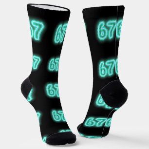 Neon Number 67 Socks, 6-7 Meme Gift, 6-7 Socks