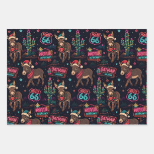 Neon Oatman Christmas Desert Magic Wrapping Paper Sheets