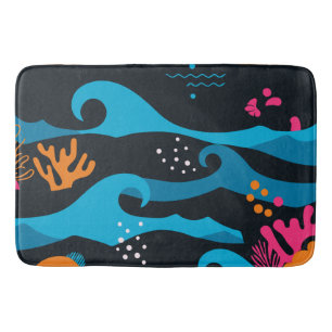 Neon Ocean Abstract Bath Mat