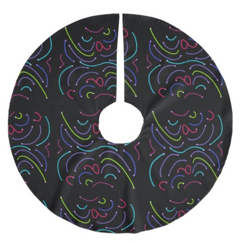 Neon Octagonal Bright Lights Pattern Brushed Polyester Tree Skirt