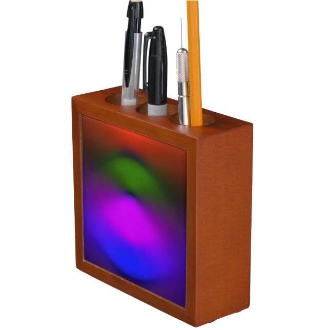 Neon of Blue, Purple, Green, Orange Desk Organizer (In Situ)