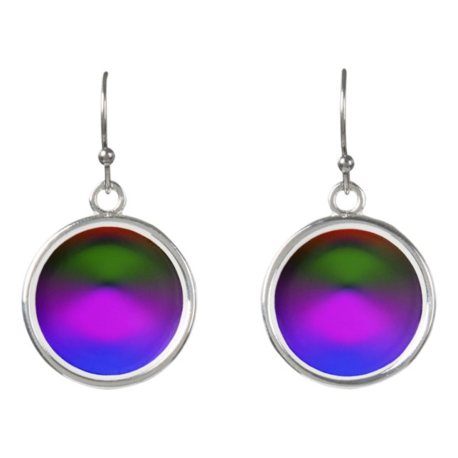 Neon of Blue, Purple, Green & Orange Drop Earrings (Front)