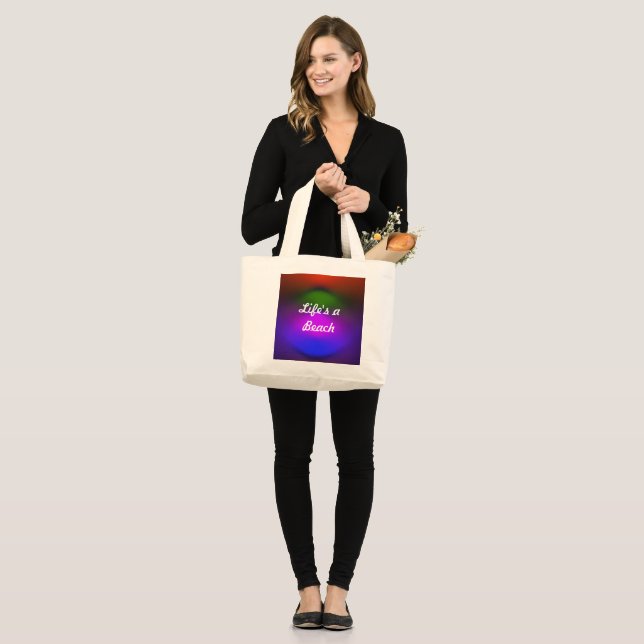 Neon of Colors Life's a Beach Large Tote Bag (Front (Model))