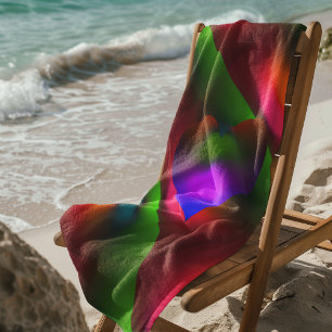 Neon of Red, Pink, Orange Green Beach Towel