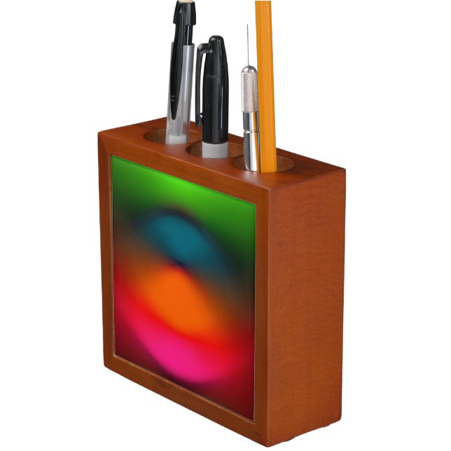 Neon of Red, Pink, Orange & Green Desk Organizer (In Situ)