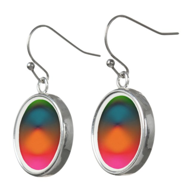 Neon of Red, Pink, Orange & Green Drop Earrings (Angled)