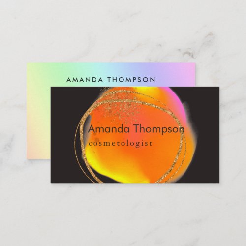 Neon Ombre Glitter Business Card