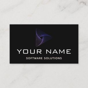 Neon Ombre Gradient Geometric Triangle Software Business Card