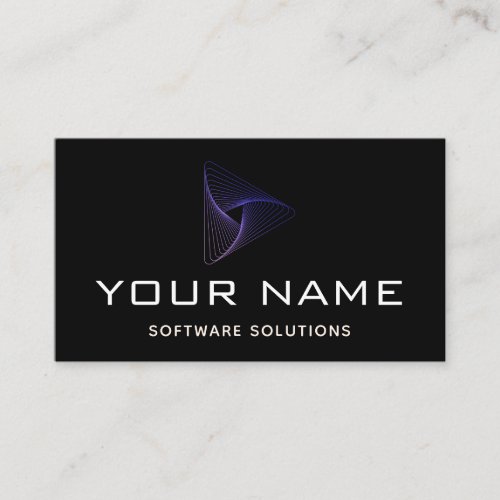 Neon Ombre Gradient Geometric Triangle Software Business Card