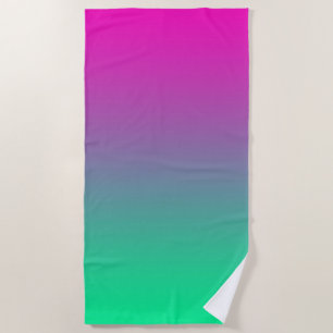 Neon Ombre Gradient Green Purple Pink Beach Towel