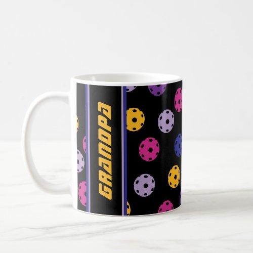 Neon on black pickleball custom text  coffee mug