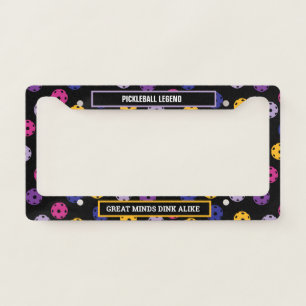 😍 Neon on black pickleball, custom text License Plate Frame