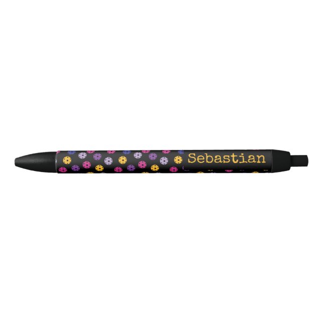 Neon on black pickleball, custom text pen (Front)