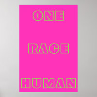 Neon One Race Human Quote Text Poster