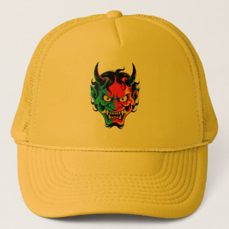 Neon Oni Rage – Colorful Japanese Demon Mask Vecto Trucker Hat