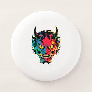 Neon Oni Rage Colorful Japanese Demon Mask Vector Wham-O Frisbee