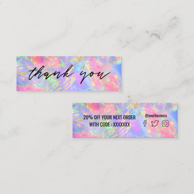 neon opal background mini business card (Front/Back)