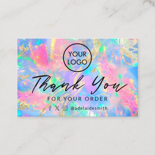 Customizable neon opal background thank you card