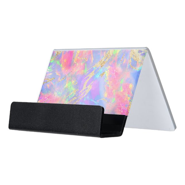 neon opal business card holder (Angled Front)