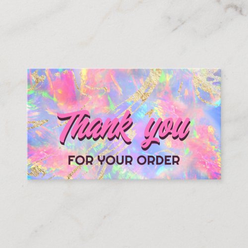 neon opal thank you business card