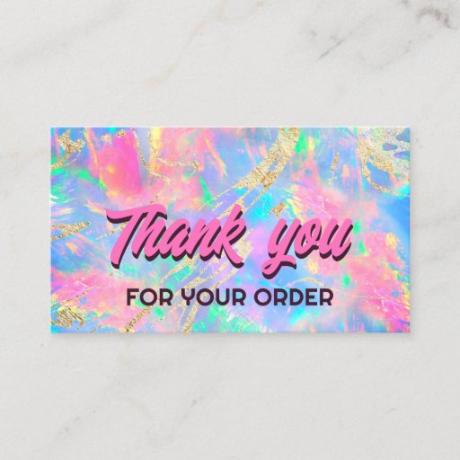 Customizable neon opal thank you business card