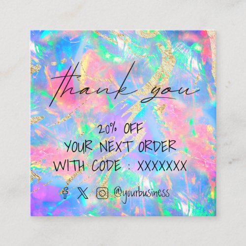 neon opal thank you for your order square business square business card