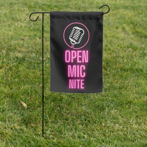 Neon Open Mic Nite Outdoor Garden Flag