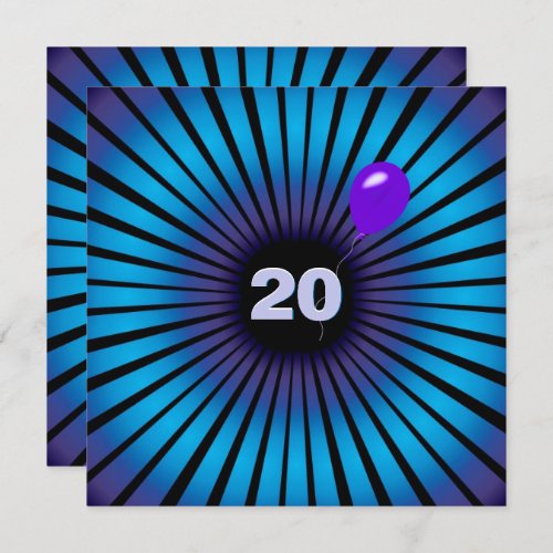 Neon Optical Illusion 20th Birthday Party Invitation