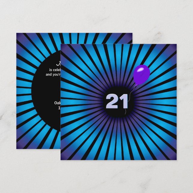 Neon Optical Illusion 21st Birthday Party  Invitation (Front/Back)