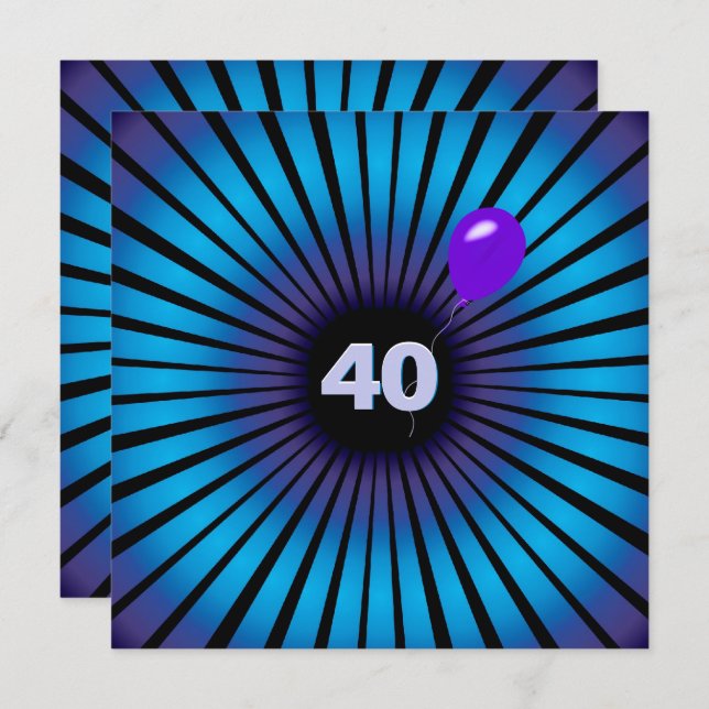 Neon Optical Illusion 40th Birthday Party Invitation (Front/Back)
