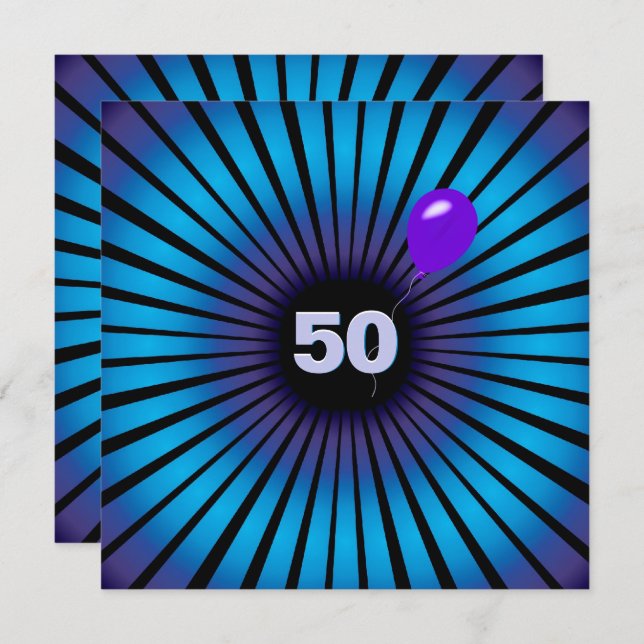 Neon Optical Illusion 50th Birthday Party Invitation (Front/Back)