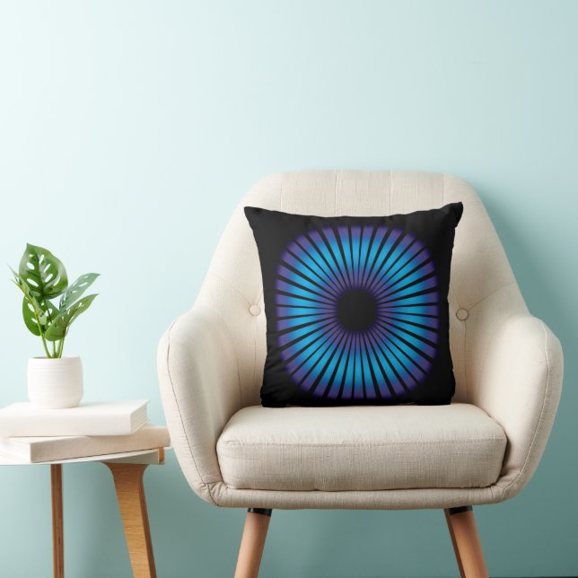 Neon Optical Illusion On Black Throw Pillow (Chair)