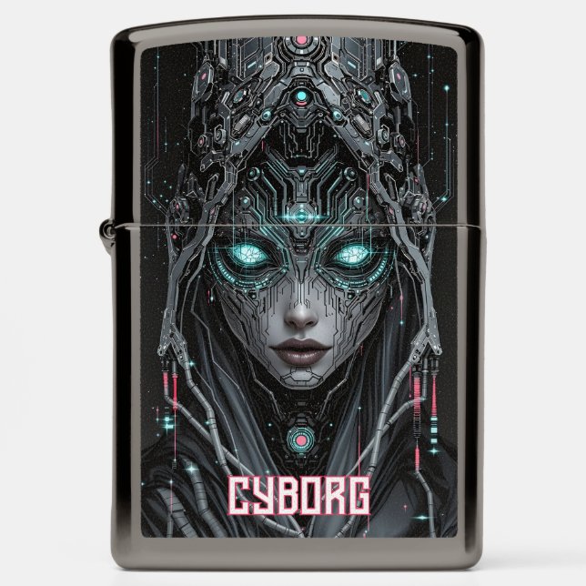 Neon Oracle Cyborg Zippo Lighter (Front)