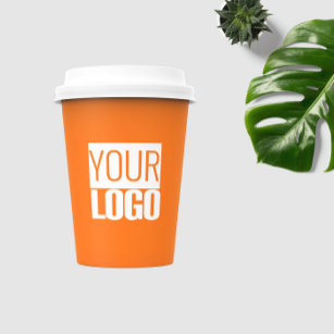 neon  orange  -  add bold logo paper cups