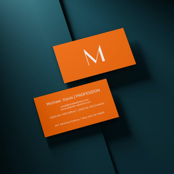 Neon Orange - Add Monogram Business Card by almawad at Zazzle