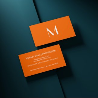 neon orange - add monogram business card