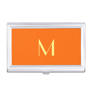 neon orange - add monogram business card case