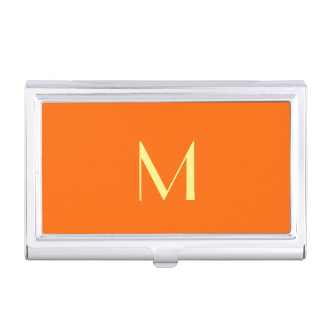 neon orange - add monogram business card case (Front)