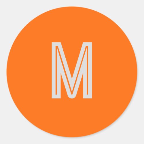 neon orange _ add monogram   classic round sticker