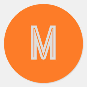 neon orange - add monogram   classic round sticker