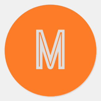 neon orange - add monogram classic round sticker