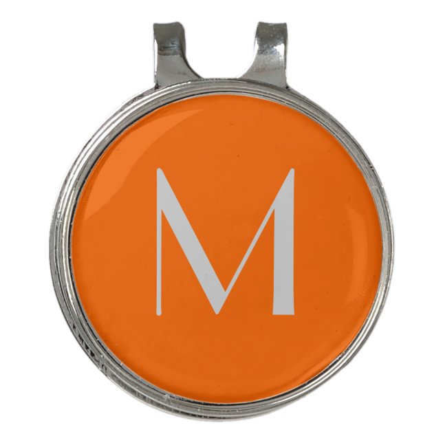 neon orange - add monogram   golf hat clip (Front)