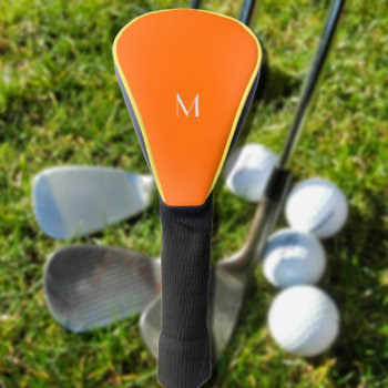 Neon Orange - Add Monogram Golf Head Cover by almawad at Zazzle