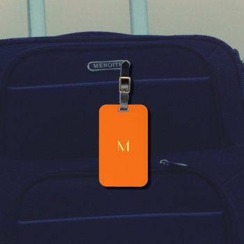 Neon Orange - Add Monogram  Luggage Tag by almawad at Zazzle