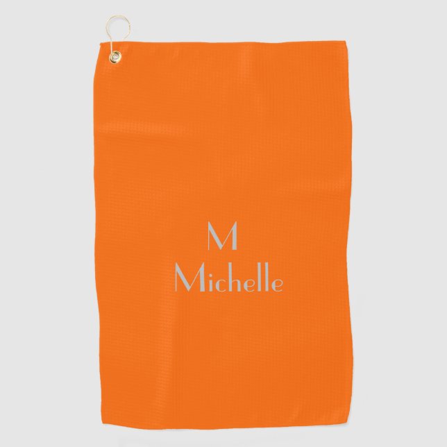 Neon orange - add monogram& name golf towel (Front)
