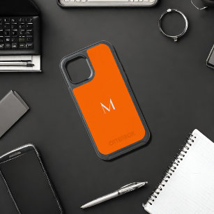 neon  orange - add monogram OtterBox symmetry iPhone 12 pro case